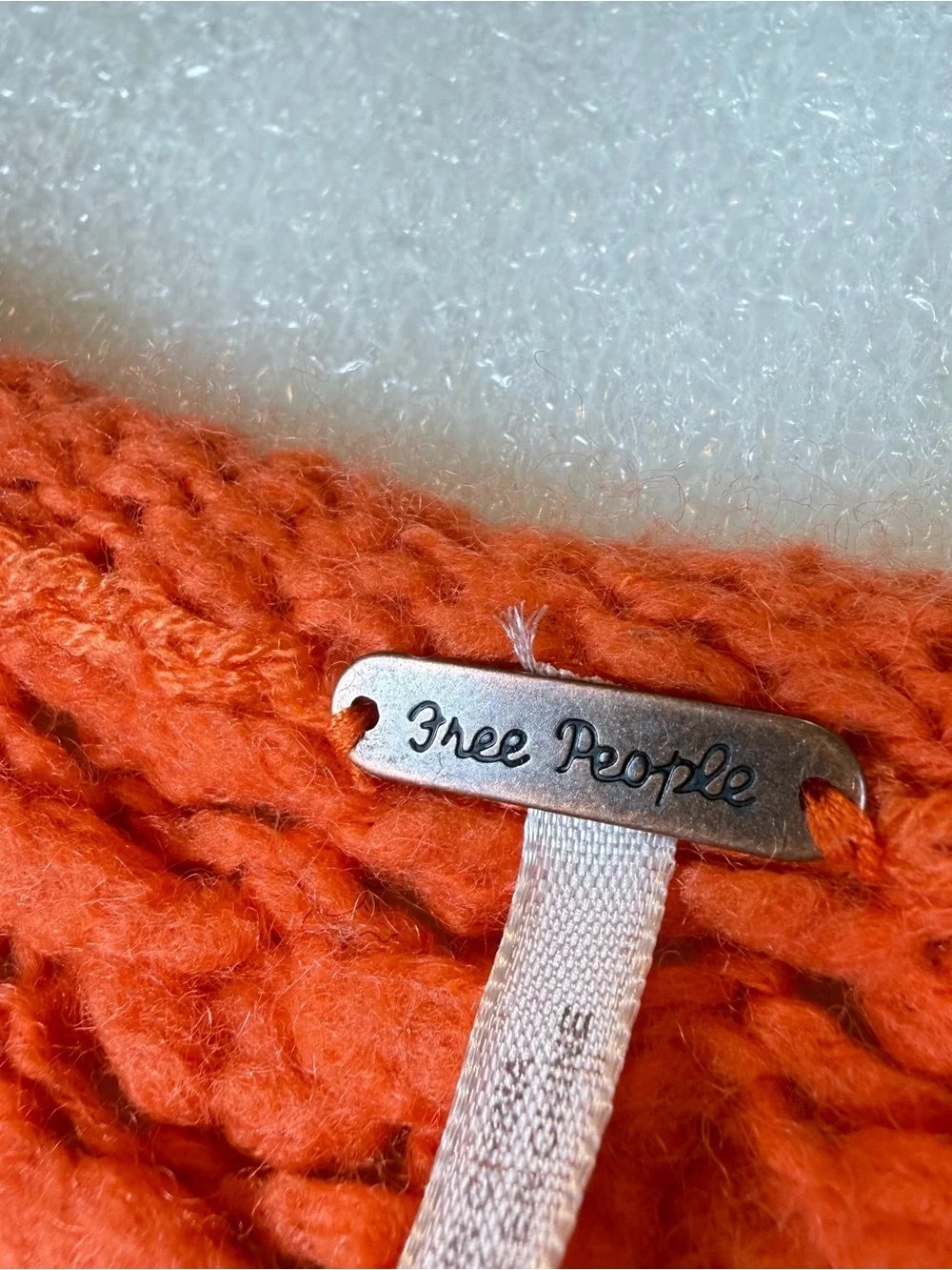 Women’s XS Free People Oversized Long Sleeve Orange Chunky Retro Sweater